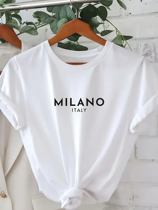 Camiseta de moda Milano, primavera y verano para mujer