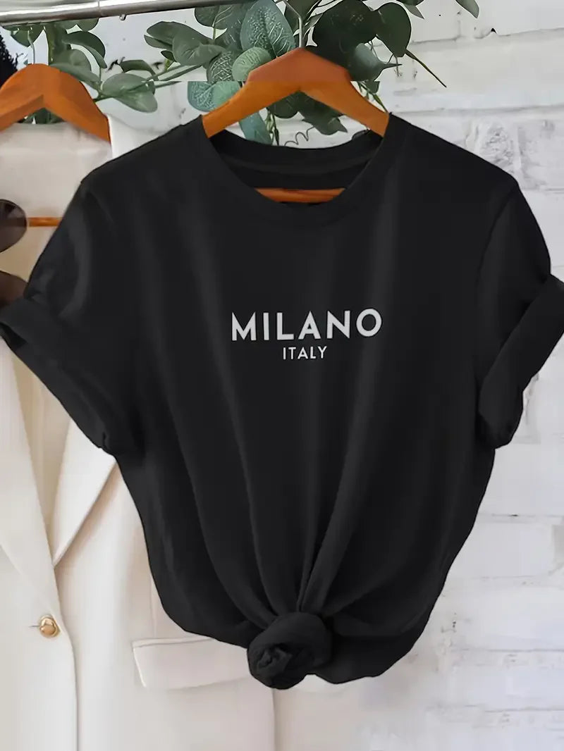 Camiseta de moda Milano, primavera y verano para mujer